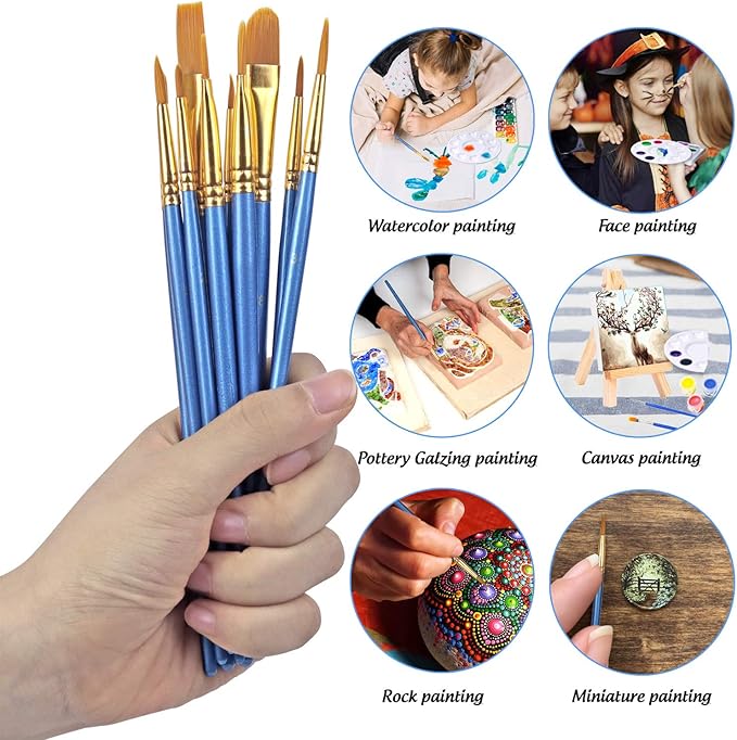 DUGATO Artist Paint Brush & Palette Set - 20 Nylon Brushes (Assorted Sizes & Shapes) with 5 Mixing Trays - Ideal for Acrylic, Watercolor, Oil & Gouache Painting