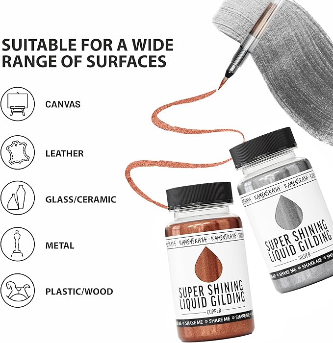 Liquid Gold Leaf Paint - Alcohol Based Fast Drying English Gold Liquid Leaf, 3.38 fl oz (100 ml)