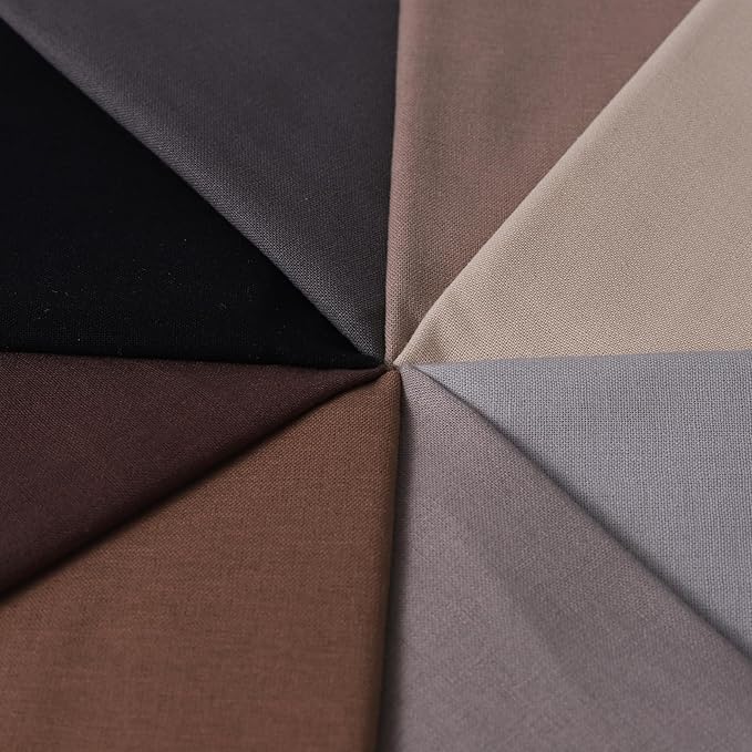 18 * 21inch Cotton Fabric Premium, Solid Precut Fabric Pure Quilting Fat Quarter Bundles Patchwork for Sewing DIY Craft (Grey Coffee, 8PCS)