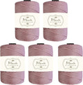 Maxee Premium Polyester Macrame Cord 3 mm × 218 yd (5 Pack),3mm 100% Polypropylene Macrame Cord,Ideal for Crochet, Wall Hangers, Bags, Rugs & DIY Crafts(Deep Powder)
