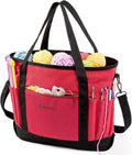 MYBAGZING Canvas Yarn Storage Organizer Bag Washable Crochet Bag with Pockets for Yarn, Hooks, Needles – Travel Knitting Tote for Crafters – Gift for Crocheters & Knitters (Medium/Large)