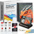 Painting4Real DIY Art Painting Kit for Adults – Learn to Paint Orange Dragon with Video Tutorials – 9 Pieces Acrylic Paint Set for Adults –Perfect Christmas Crafts & Holiday Gifts for Art Lovers