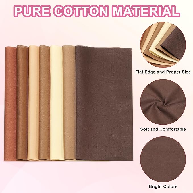 PATIKIL Cotton Fabric Bundles, 14 Pcs 10 x 10 Inch Fat Quarter Solid Color Precut Fabric Squares for Sewing Patchwork Quilting DIY Crafts, Brown