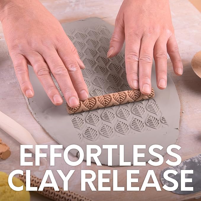 Byllstore Clay Texture Rollers | 10-Pack | 5 in x 0.65 in | Premium Wooden Pottery Tools
