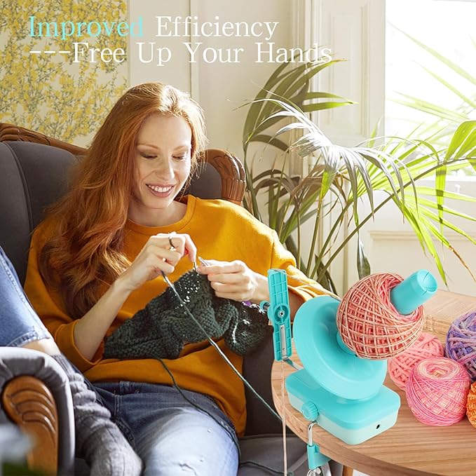 Electric Yarn Winder for Crocheting-Automatic Crochet Yarn Ball Winder for Perfect Neat Cakes-Stepless Speed with Strong Tension, Tangle-Free Knitting Gift for Seniors with Arthritic Hands(Green)