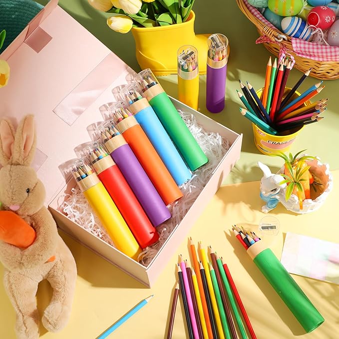 48 Pack Christmas Colored Pencils Gifts Bulk with Sharpener, 12 Color Travel Portable Presharpened Pencil Pack, Colored Pencils Set for Adults Christmas Charity Arts Supplies Painting