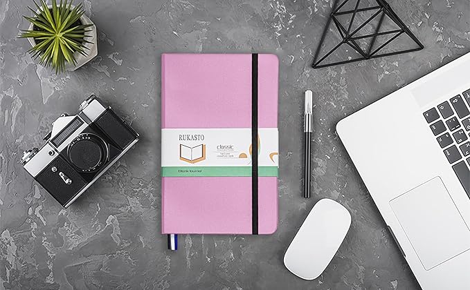 Hardcover Notebook Blank Journal Sketchbook for Drawing, Medium 5.5 by 8.4 Inch, 100 GSM Thick Paper (Pink, Plain)