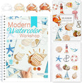 Watercolor Workbook for Beginners with Step-by-Step - 12 Watercolor Coloring Pages - 100% Cotton 300gsm/140lb Watercolor Paper - Gift for Women,Adults, Teens (Seaside)