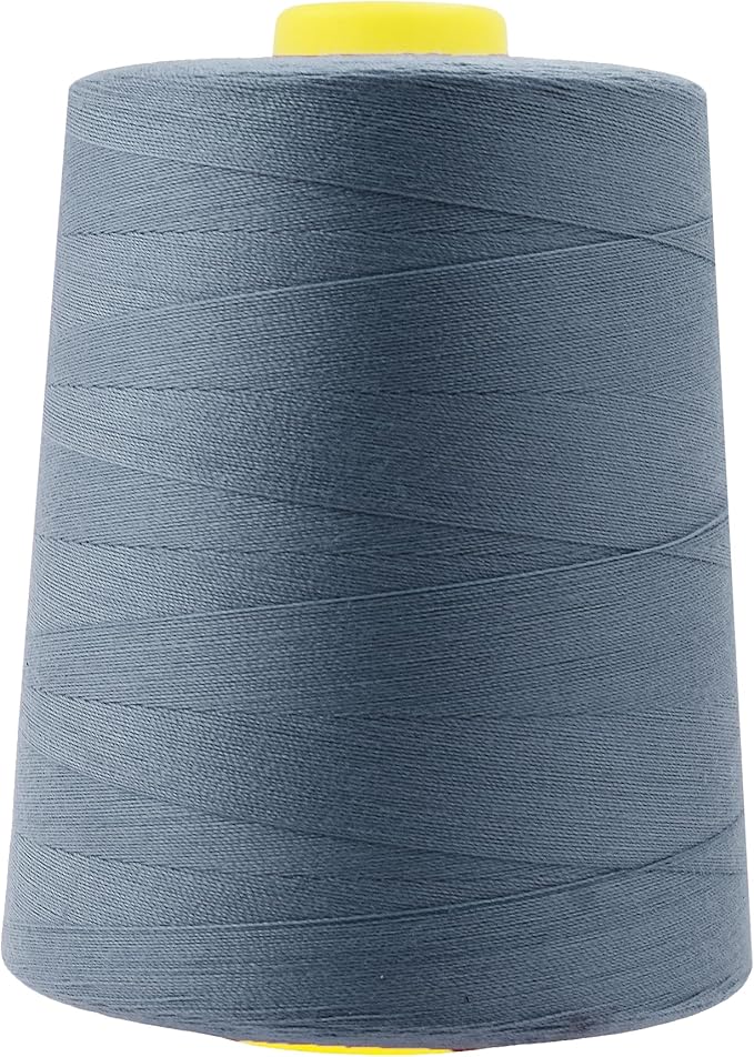 Mandala Crafts 4 Pack of Serger Threads Cones Spools - 20S/2 24000 Yards Polyester Slate Gray Threads for Sergers Machine and Overlock Quilting Sewing Machine