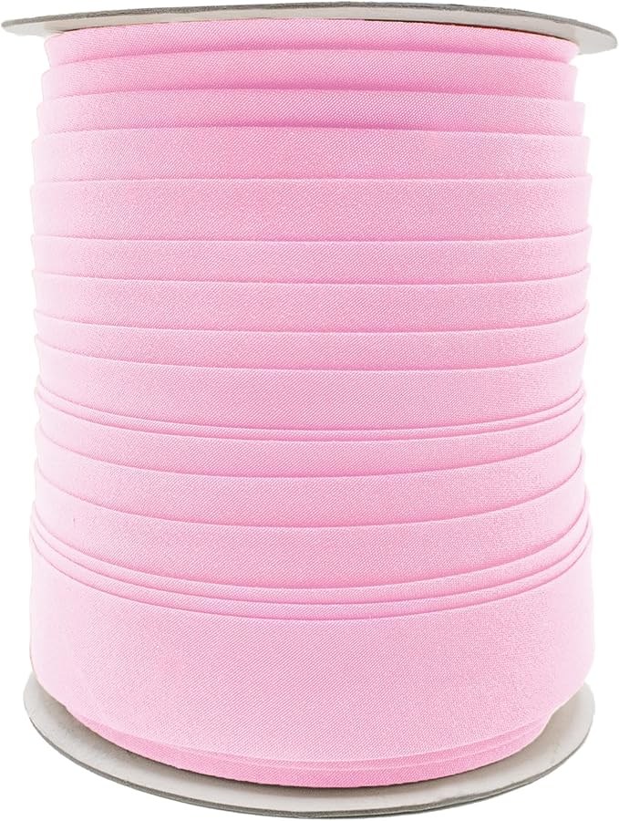 Mandala Crafts 55 Yards 1 Inch Light Pink Double Fold Bias Tape for Sewing - Bias Binding Tape for Quilting Binding, Hemming, Seam, and Fabric Piping