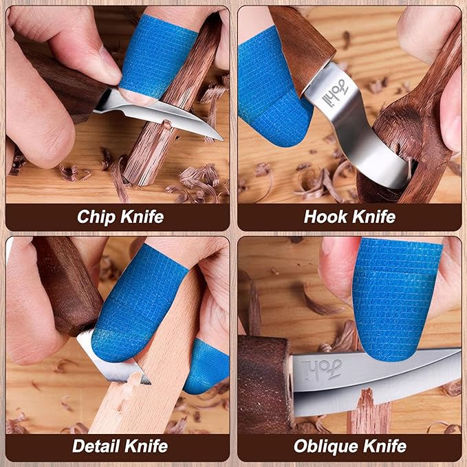 Fohil 33-IN-1 Wood Carving Kits with Detail Carving Knife, Whittling Knife, Wood Carving Tools for Adults Beginners, Whittling Kit with 6pcs Woods Block, DIY Gift for Adults
