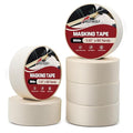 RED WOLF 1.41" x 60 Yards Masking Tape 6 Pack, General Purpose for Painting Arts Crafts Label Car Painting, Sharp Paint Line No Residue Painters Tape White Beige Crepe Paper Tape Heat Resistance