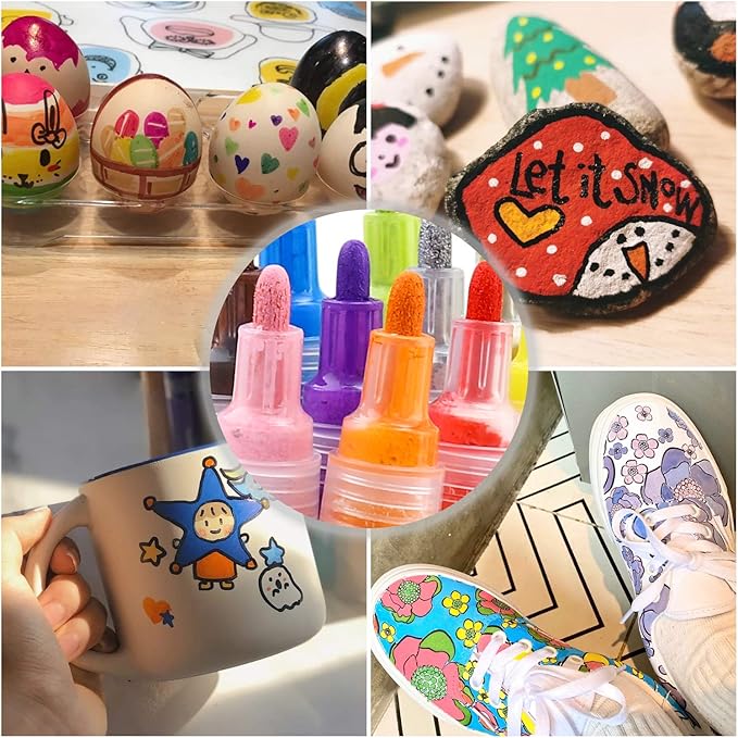 FUMILE 36 Colors Medium Tip Paint Pen Markers, Acrylic paint Markers with 100% More Ink for Wood, Rocks, Glass, Ceramic, Canvas,Paper,Eggs, Acrylic Paint Pens Set for Craft Projects,DIY.