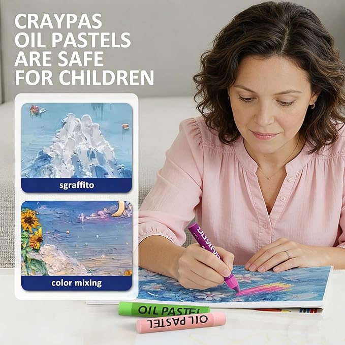 Oil Pastels 48 Colors, Soft Oil Pastel Crayons for Drawing Blending,Layering, Shading, Art Supplies Gift for Artists, Beginners