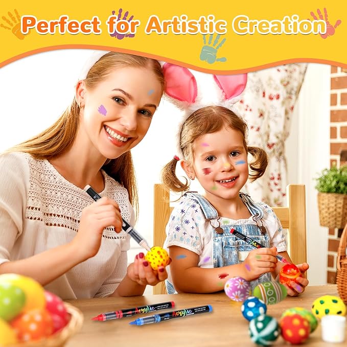 60 Colors Acrylic Paint Markers Brush Tip, Automatic Ink Control Acrylic Paint Pens Waterproof Acrylic Markers Set for Christmas Decorations, Stone, Wood, Glass, DIY & Art Supplies