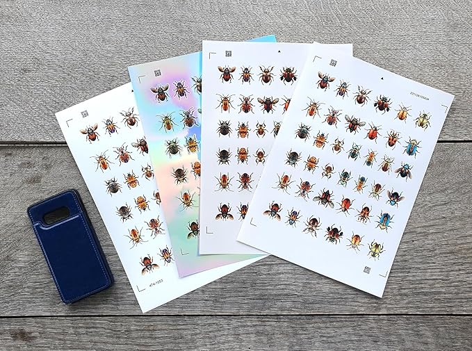 Stickers Pack (Over 150 Stickers) Colourful Illustrations of Beetles and Insects Vintage Styled Small Vinyl Stickers White Hologram Transparent