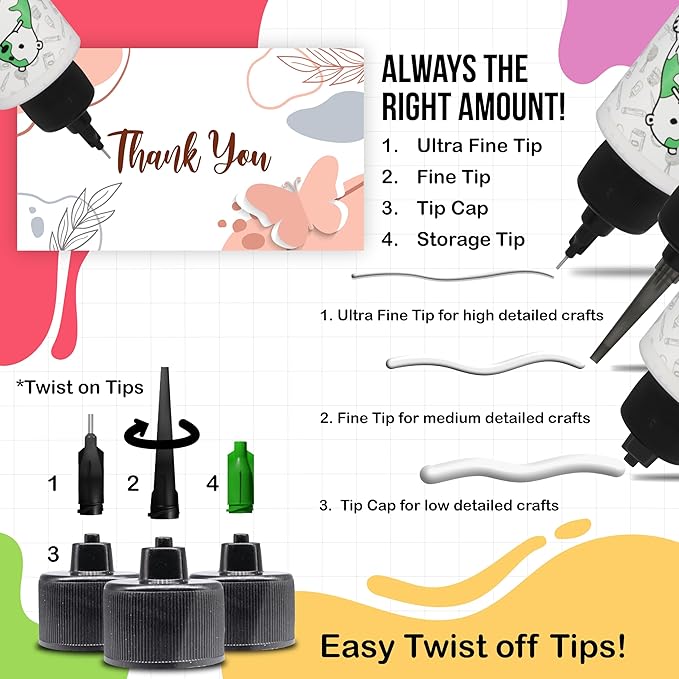 Bearly Art Precision Craft Glue - The Original - 4fl oz - Tip Kit Included - Dries Clear - Metal Tip - Wrinkle Resistant - Flexible and Crack Resistant - Strong Hold Adhesive - Made in USA