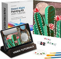 Painting4Real DIY Art Painting Kit for Adults – Learn to Paint Desert Night with Video Tutorials – 9 Pieces Acrylic Paint Set for Adults –Perfect Christmas Crafts & Holiday Gifts for Art Lovers