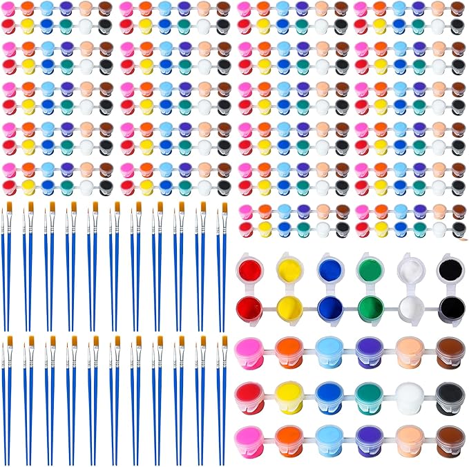 30 Pack Mini Acrylic Paint Set, 420 PCS Kids Paint Kit Container Strips Storage, 12 Colors Acrylic Paints Strips for Kids&Adults Craft Paint for Home Classroom Party Favors Paiting Gifts (420)