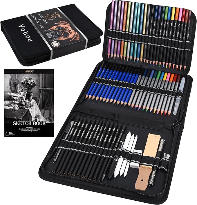 72pcs Colored Drawing Pencils Kit Sketching, Graphite Pencils With Convenient Case, School Art Supplies Gift for Artists Adults Teens Beginner, Ideal for Shading, Blending,Art Supplies Set