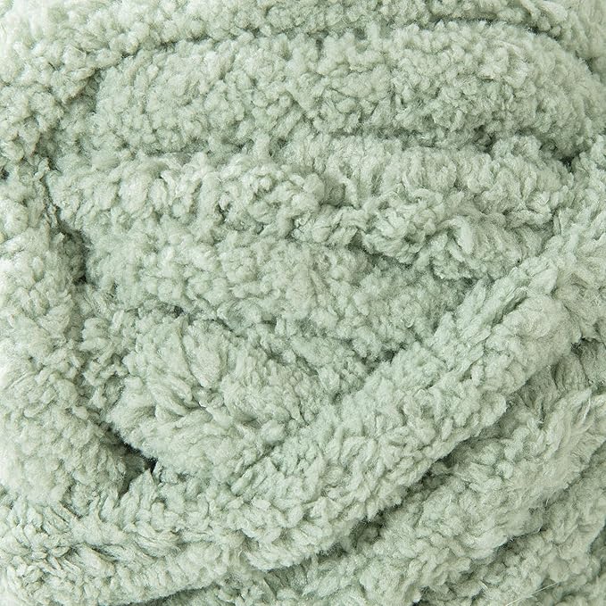 HOMBYS Sage Green Chunky Chenille Yarn for Hand Knitting,Fluffy Soft Jumbo Yarn Crocheting,Super Bulky Big Yarn for Chunky Blanket,Large Thick Arm Knitting Yarn,8 Pack Plush Yarn