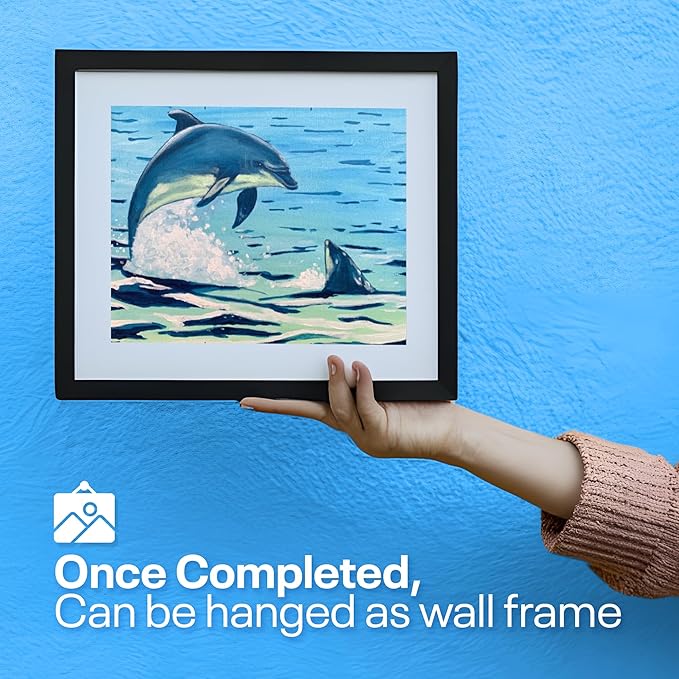 DIY Art Painting Kit for Adults – Learn to Paint Dolphins with Video Tutorials – 9 Pieces Acrylic Paint Set for Adults –Perfect Christmas Crafts & Holiday Gifts for Art Lovers