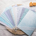 15Pcs Handmade Scrapbook Art Paper Craft Textured Paper Colorful A5 sheet Mesh Special Paper Mix for Scrapbooking Junk Journal Journaling Supplies DIY Materials,5.8x8.2 inches (Blue)