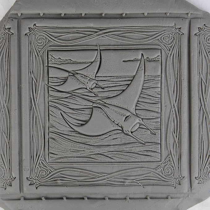 Manta Ray Clay Texture Roller (4") - Ocean Set #01 - Embossing Pattern Roller for Polymer & Ceramic Clay, Pottery & Crafts