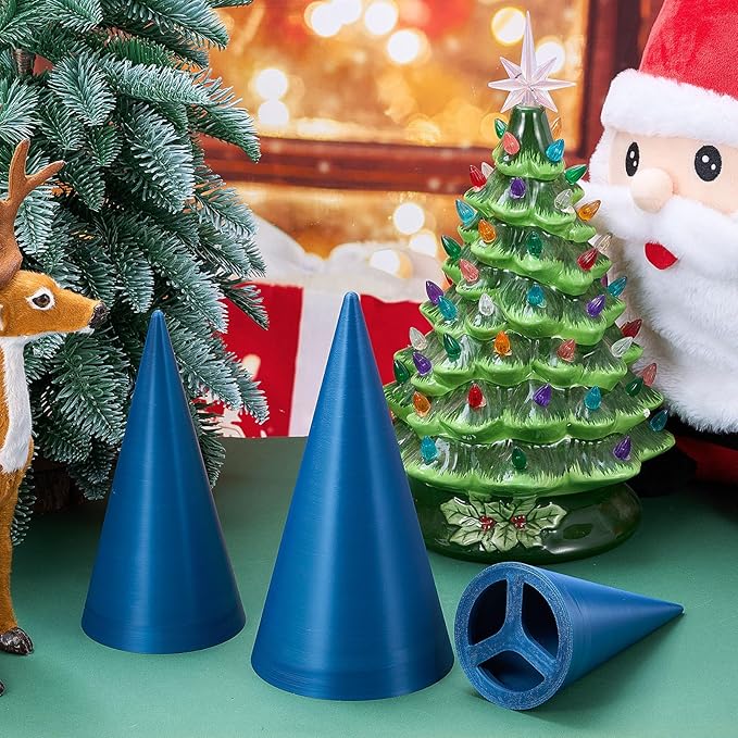 Gersoniel 3 Size Exclusive Cone Pottery Molds for DIY Christmas Tree, 9.45'' x 4.92'', 8.27'' x 4.13'', 7.28'' x 3.54'' Removable Handle & Non-Warping Plastic, Shaping Tool for Art Making