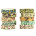 10 Rolls Skinny Washi Tape Set Texture Arts Adhesive Tapes Basic Patterns Decorative Masking Tape Sets for Craft, Kids, Scrapbook, DIY, Gift Wrapping (Style Six)
