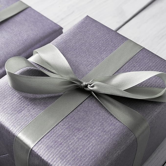 LIUYAXI Silver Double Faced Satin Ribbon, 1" X Continuous 25 Yards, Ribbons Perfect for Gift Wrapping Wedding Bouquet Decor DIY Craft Bow Making & Other Projects
