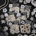 120PCS Floral Stickers for Journaling with Holographic Foil, Retro Background Decorative Stickers PET Material for Scrapbooking, Planners, Diaries, 6 Styles Vintage Flower Design