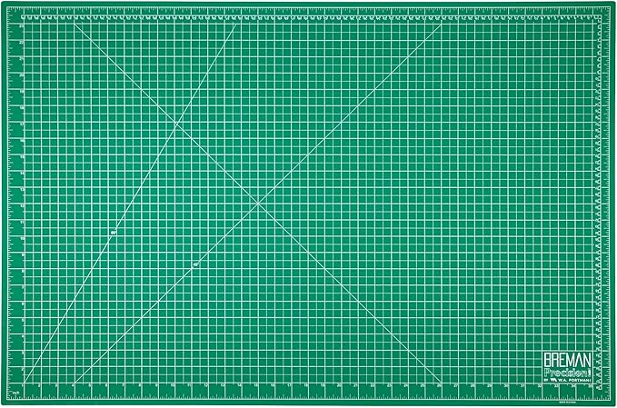 Breman Precision 24x36 Inch Self Healing Cutting Mat – 2-Sided 5-Ply PVC Green/Black Cutting Mats for Crafts, Sewing, Quilting & DIY Projects with Durable Non-Slip Surface & Precise Grid Lines