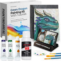 Painting4Real DIY Art Painting Kit for Adults – Learn to Paint Green Dragon with Video Tutorials – 9 Pieces Acrylic Paint Set for Adults –Perfect Christmas Crafts & Holiday Gifts for Art Lovers
