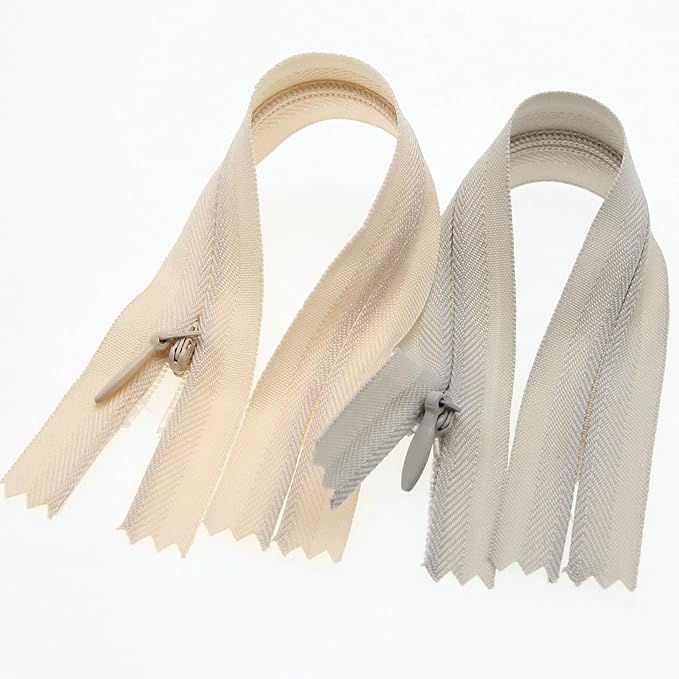 3# 6 Inch Invisible Zipper for Sewing Craft Dress Bag Pants Beige Grey 15.24 cm Nylon Hidden Zipper for Pillow Cushion Mattress DIY Closed End Replacement Zipper 10 PCS/Pack Bulk Leekayer