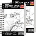 FIXSMITH 5.5"X8.5" Sketch Book | 200 Sheets (68 lb/100gsm) Sketchbook | 2 Pack | Acid Free Drawing Paper | Spiral Bound Artist Sketch Pad | for Kids,Beginners,Artists & Professionals