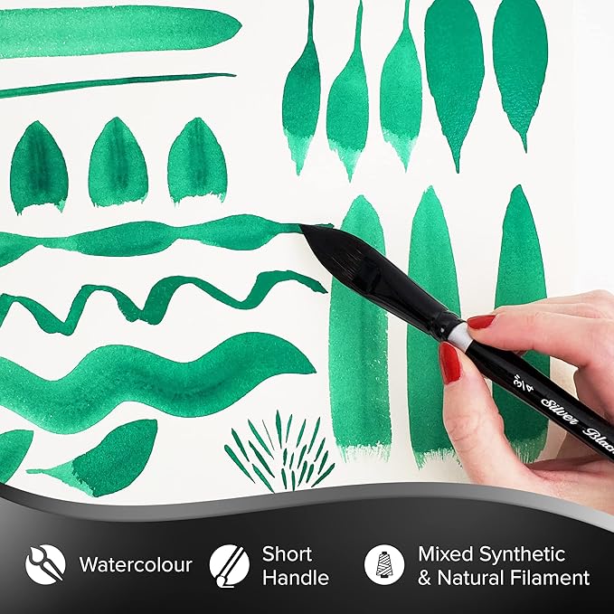 Silver Brush Limited 3009S-3/4 Black Velvet Oval Wash Paintbrush for Watercolor, Gouache, Inks, & Dyes, Size 3/4 Inch, Short Handle