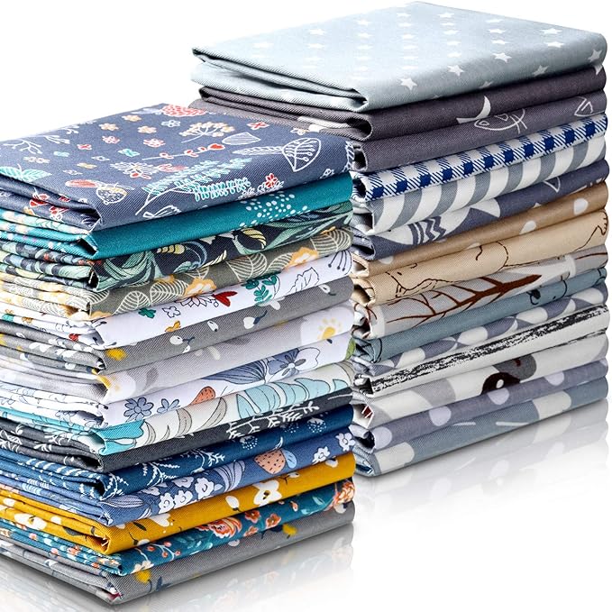 30 Pieces 10 x 10 Inches Cotton Fabric Bundle Squares Patchwork Floral Fabric Sewing Quilting Bundles Assorted Pattern Cloth for DIY Scrapbook Craft Making(Classic)