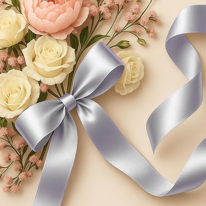Fullive 1 1/2 Inch Ribbons for Crafts, 30 Yards Gray Ribbon for Gift Wrapping, Polyester Solid Satin Ribbon for Flower Bouquet for Birthday Holiday Decorations DIY Hair Bows Floral Arrangements