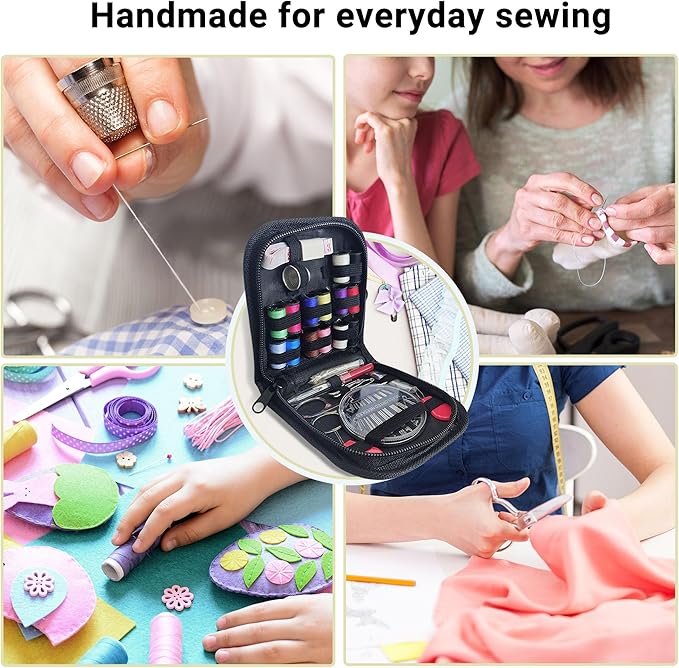Woosuke 92Pcs Hand Sewing Kit for Adults and Beginners, Complete Needle and Thread Kit with Stainless Steel Needles, Scissors and Accessories, Ideal for Home, Travel, DIY, and Emergency Repairs