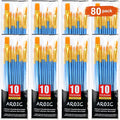 Paint Brush Set, Nylon Hair Brushes for Acrylic Oil Watercolor Painting Artist Professional Painting Kits (8 Packs of 80PCS)