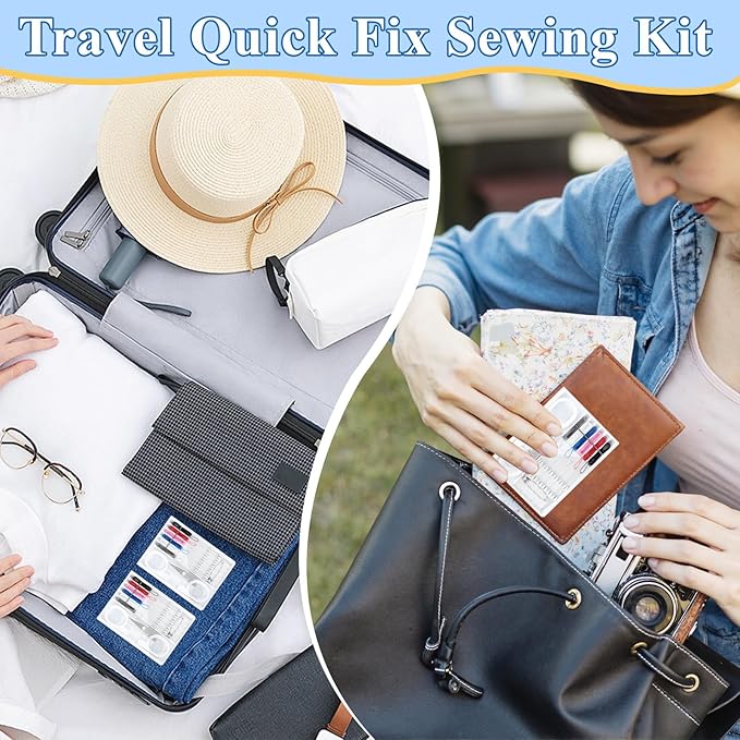 Milkary 60 Boxes Mini Sewing Kit, Travel Portable Hand Sewing Kit Bulk, Pre-Thread Needle Tools Holder Box with Threads Scissors Pin Button for Beginner Traveler DIY Repair Home Hotel