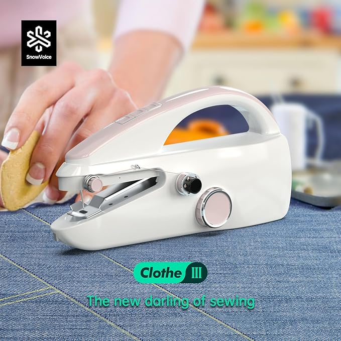 Handheld Sewing Machine,Two dear,Mini sewing machine,Easy to Use and Fast Stitch Suitable for Clothes,Fabrics, DIY Home Travel Electric Handheld Sewing Machine for Beginner.Pink