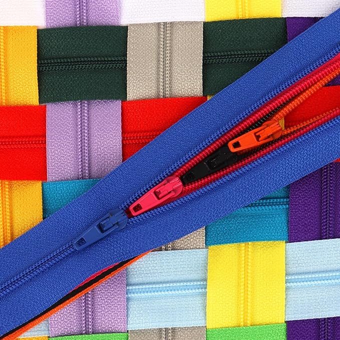 Nylon Zippers for Sewing - 100 PCS, 7.2 Inch, Bulk, Colorful, for Making Bags, Pouches, Pillow Covers & Crafts - 20 Colors