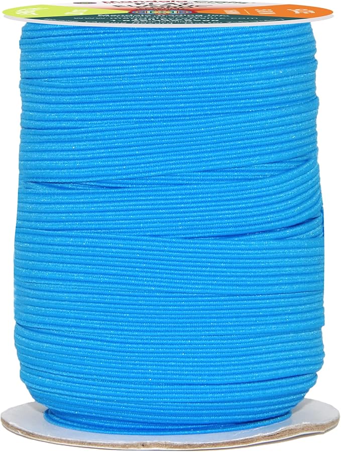Mandala Crafts 16mm 20 Yds Roll of Blue Elastic Bands for Sewing - 5/8 Flat Elastics Cord - 5 8 Inch Braided Stretch Straps for Crafting