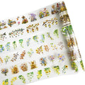 Deep Lane in Bloom PET Pre-Cut Floral Tape Set - 6 Rolls Transparent Garden Sticker Strips + 1 Clip for Scrapbook Journals Junk Journal Collage DIY Décor