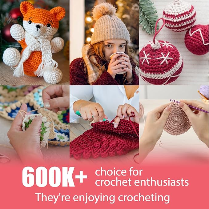 Katech Crochet Hooks Kit with Case, 99-Piece Crochet Hooks Set DIY Crochet Needles Yarn Weave Kits for Knitting Gloves and Sweaters, Ergonomic Lace Crochet Hook for Fine Working