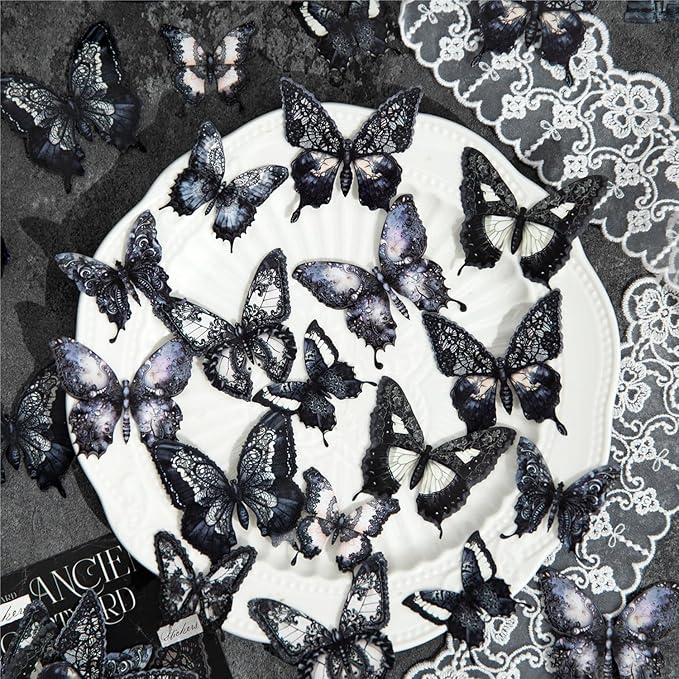 Alideco 120pcs Scrapbook Stickers Vintage Flowers Lace Butterflies Figures Windows and Doors Scrapbooking Junk Journal Crafts Embelishment Decoration Stickers (gujiutingyuan)