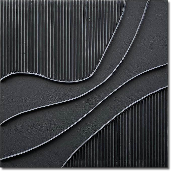 NANKAI Art Hand-Painted Black Texture Minimalist Oil Painting 24x24 inch Abstract Home Wall Art Deco Painting