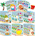 24 PCS Hawaiian Tropical Summer Stickers for Kids, July Christmas Stickers, Make Your Own Mix and Match Sticker with Santa Claus, Reindeer, Gingerbread Man and Snowman, Summer Holiday Party Favor